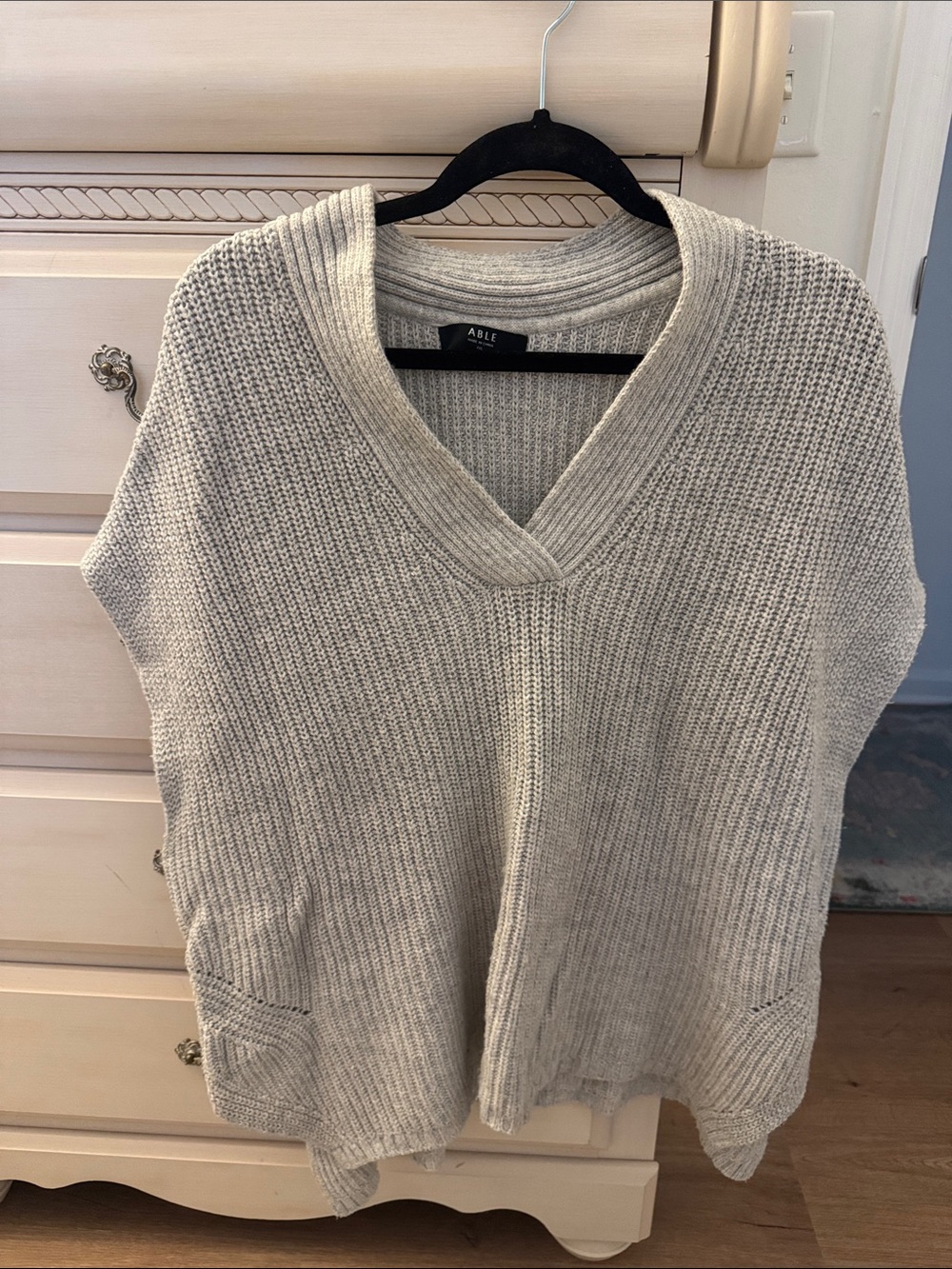 ABLE Light Cream V-Neck Knit Sweater
